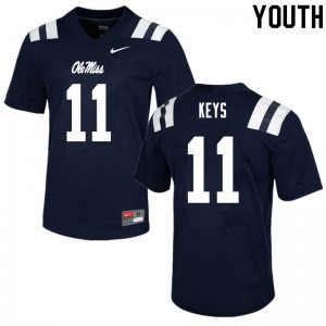Youth Ole Miss Rebels Austin Keys #11 Navy Player Jerseys 441947-908