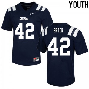Youth Ole Miss Rebels Brooks Brock #42 Navy College Jerseys 856434-990