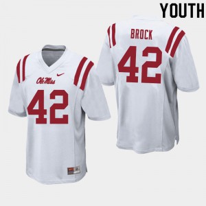 Youth Ole Miss Rebels Brooks Brock #42 Football White Jersey 639874-413