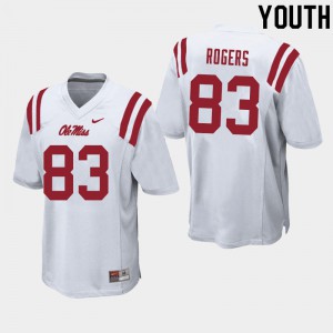 Youth Ole Miss Rebels Chase Rogers #83 Official White Jerseys 413524-935