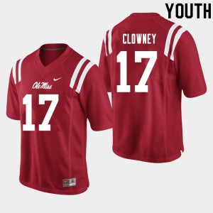 Youth Ole Miss Rebels Demon Clowney #17 Red College Jerseys 377868-978