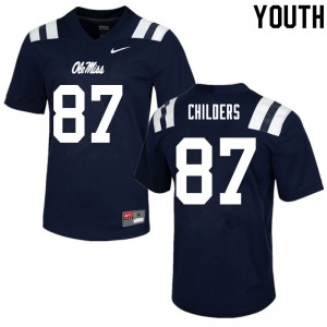 Youth Ole Miss Rebels Garrett Childers #87 Navy Player Jerseys 796653-870