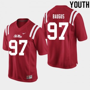 Youth Ole Miss Rebels Michael Baugus #97 Stitched Red Jersey 467625-429