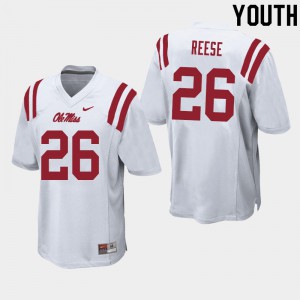 Youth Ole Miss Rebels Otis Reese #26 College White Jerseys 135484-424