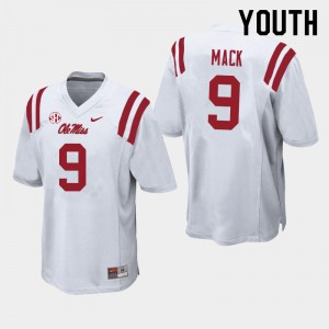 Youth Ole Miss Rebels Brandon Mack #9 White Official Jersey 722621-211