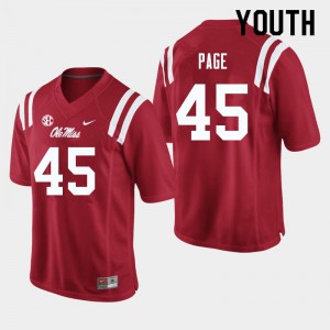 Youth Ole Miss Rebels Fred Page #45 Stitch Red Jerseys 210303-376