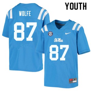 Youth Ole Miss Rebels Hudson Wolfe #87 Powder Blue College Jersey 393144-463
