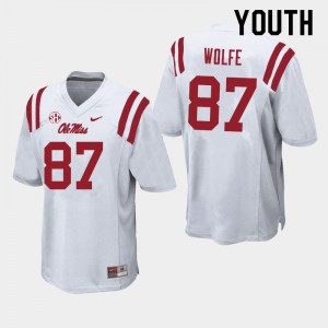 Youth Ole Miss Rebels Hudson Wolfe #87 White College Jerseys 808097-250