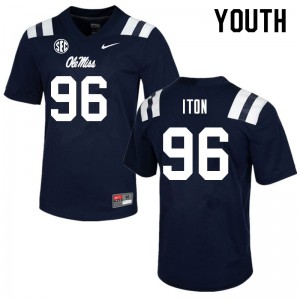Youth Ole Miss Rebels Isaiah Iton #96 Embroidery Navy Jersey 212231-383
