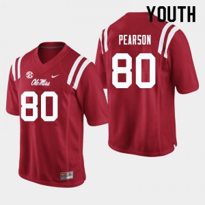 Youth Ole Miss Rebels Jahcour Pearson #80 Red Embroidery Jersey 851700-433