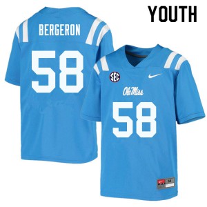 Youth Ole Miss Rebels John Bergeron #58 Powder Blue Player Jerseys 571498-624
