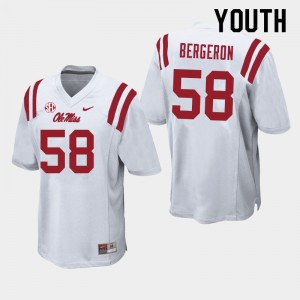 Youth Ole Miss Rebels John Bergeron #58 White NCAA Jerseys 817354-376