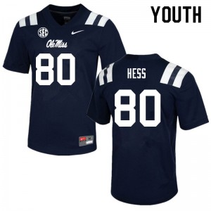 Youth Ole Miss Rebels Jonathan Hess #80 College Navy Jersey 640807-433
