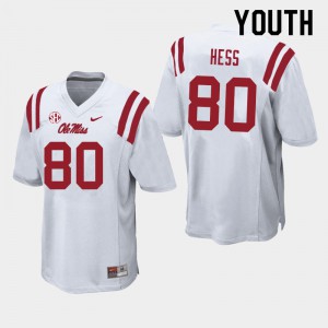 Youth Ole Miss Rebels Jonathan Hess #80 White Football Jersey 243645-770