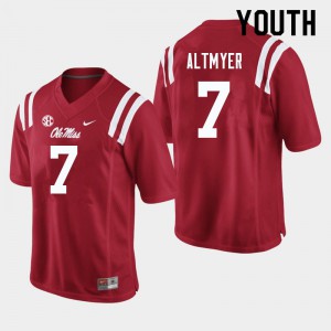 Youth Ole Miss Rebels Luke Altmyer #7 Red Stitch Jerseys 349930-698
