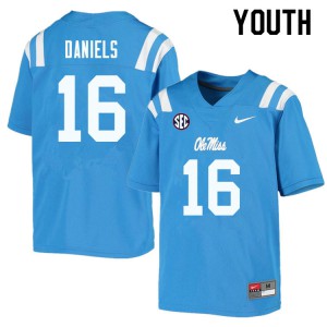 Youth Ole Miss Rebels MJ Daniels #16 Powder Blue Stitched Jerseys 507359-408