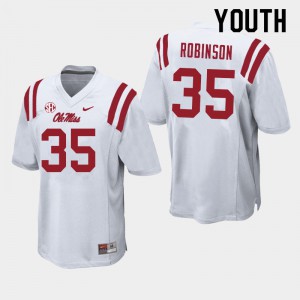 Youth Ole Miss Rebels Mark Robinson #35 Embroidery White Jerseys 204526-135