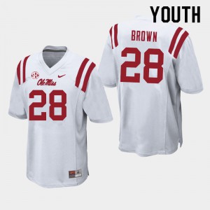 Youth Ole Miss Rebels Markevious Brown #28 College White Jerseys 543876-603