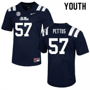 Youth Ole Miss Rebels Micah Pettus #57 Embroidery Navy Jersey 867307-507