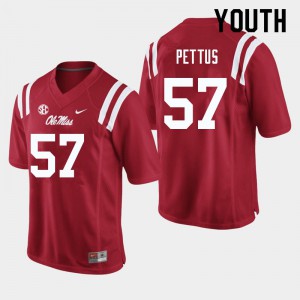 Youth Ole Miss Rebels Micah Pettus #57 Red Football Jersey 964895-134