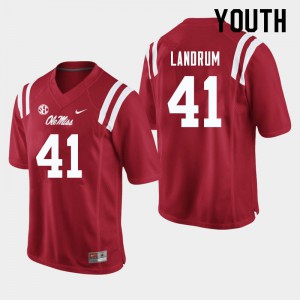 Youth Ole Miss Rebels Solomon Landrum #41 Player Red Jerseys 181064-805