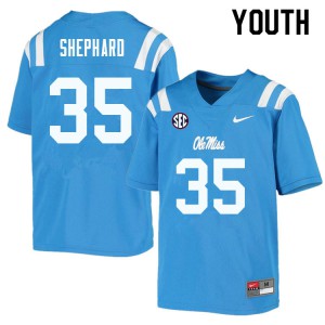 Youth Ole Miss Rebels Urriah Shephard #35 Football Powder Blue Jerseys 572203-873