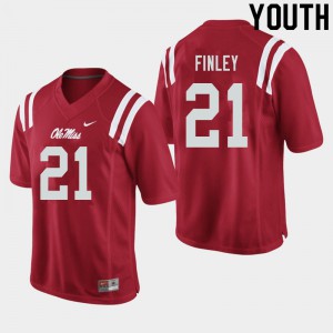 Youth Ole Miss Rebels A.J. Finley #21 High School Red Jersey 125666-248