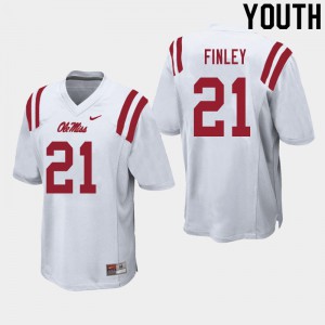 Youth Ole Miss Rebels A.J. Finley #21 White High School Jersey 148843-577