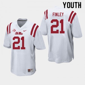Youth Ole Miss Rebels AJ Finley #21 Stitched White Jerseys 946067-849