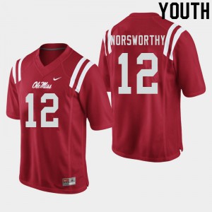 Youth Ole Miss Rebels Adam Norsworthy #12 Red College Jersey 936389-727