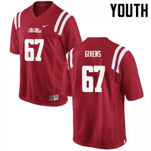 Youth Ole Miss Rebels Alex Givens #67 High School Red Jersey 938200-441
