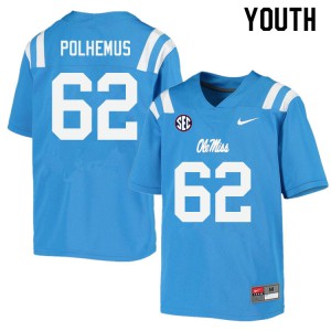 Youth Ole Miss Rebels Andrew Polhemus #62 Powder Blue University Jersey 782667-537