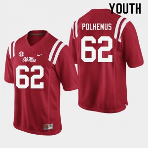 Youth Ole Miss Rebels Andrew Polhemus #62 College Red Jerseys 941402-878