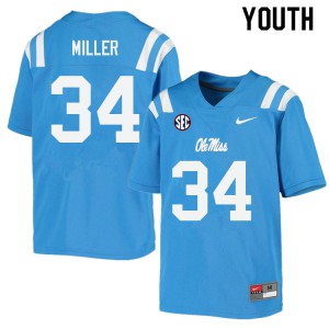 Youth Ole Miss Rebels Bobo Miller #34 NCAA Powder Blue Jersey 961665-892