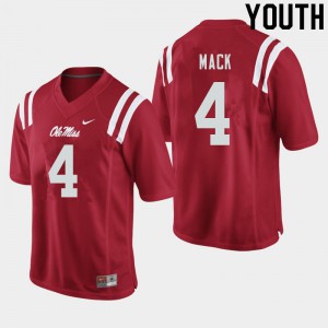 Youth Ole Miss Rebels Brandon Mack #4 Player Red Jersey 402936-232