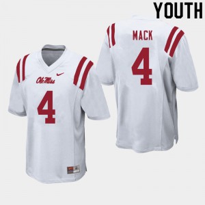 Youth Ole Miss Rebels Brandon Mack #4 Official White Jerseys 622100-772