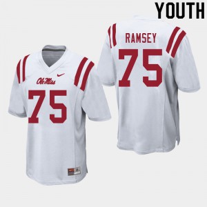 Youth Ole Miss Rebels Bryce Ramsey #75 White Stitch Jersey 174487-559