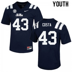 Youth Ole Miss Rebels Caden Costa #43 Embroidery Navy Jersey 361715-699