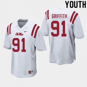 Youth Ole Miss Rebels Casey Griffith #91 White University Jerseys 489655-974