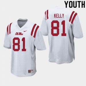Youth Ole Miss Rebels Casey Kelly #81 Football White Jerseys 218090-653