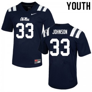 Youth Ole Miss Rebels Cedric Johnson #33 Navy Football Jersey 423054-441
