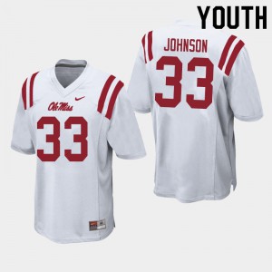 Youth Ole Miss Rebels Cedric Johnson #33 NCAA White Jersey 727382-248