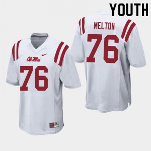 Youth Ole Miss Rebels Cedric Melton #76 Football White Jersey 526141-227