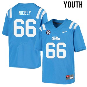 Youth Ole Miss Rebels Cedrick Nicely #66 College Powder Blue Jerseys 469397-152