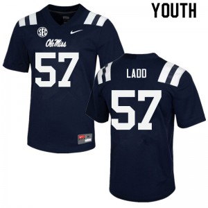 Youth Ole Miss Rebels Clayton Ladd #57 Stitched Navy Jerseys 937143-601