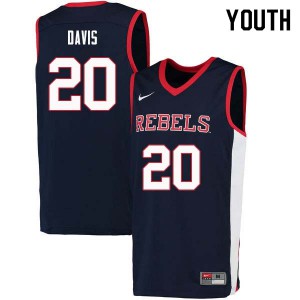 Youth Ole Miss Rebels D.C. Davis #20 Stitched Navy Jerseys 280976-474