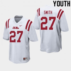 Youth Ole Miss Rebels Dallas Smith #27 Stitch White Jersey 700550-482