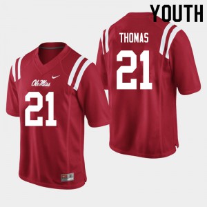 Youth Ole Miss Rebels Damarcus Thomas #21 Player Red Jersey 570605-414