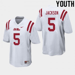 Youth Ole Miss Rebels Dannis Jackson #5 White Embroidery Jerseys 784580-668