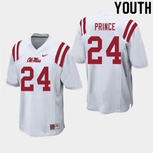 Youth Ole Miss Rebels Deantre Prince #24 White Stitched Jersey 243862-723